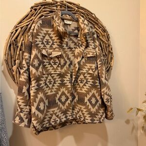 Urban Outfitters Brown Aztec Teddy Jacket